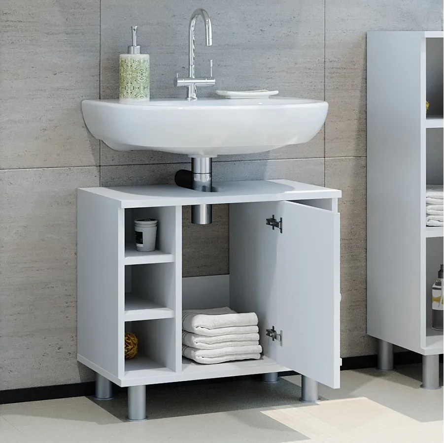 Szafka pod umywalkę biały wysoki połysk 60x32x54 fynn