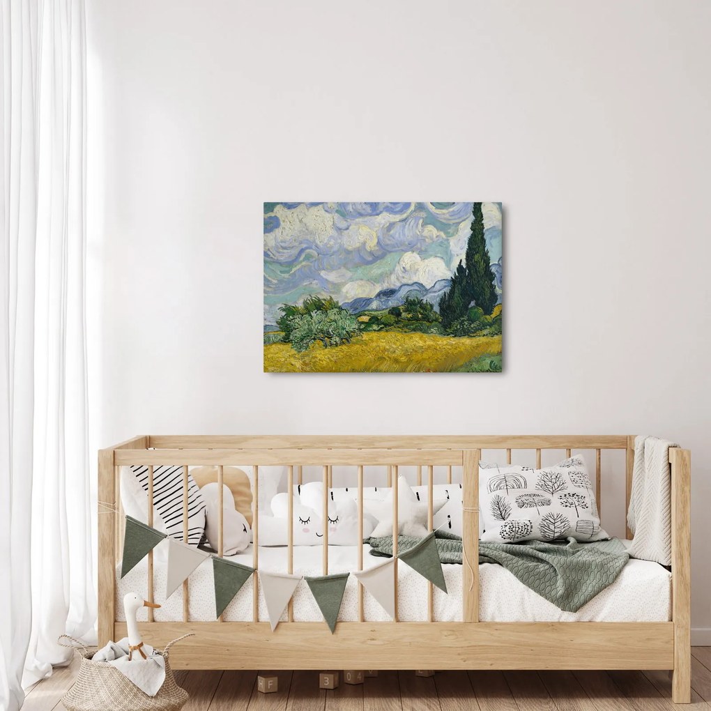 Obraz - Vincent van Gogh, Wheat Field with Cypresses, reprodukcje (70x50 cm)