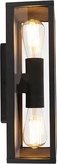 Industrialna lampa ścienna czarna 38 cm 2-światłowa IP44 - Charlois