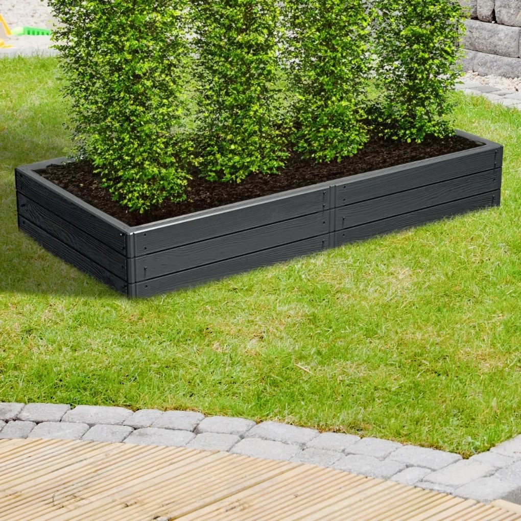 Prosperplast Podwyższona grządka WOODY 149x75,6x25cm, antracytowa
