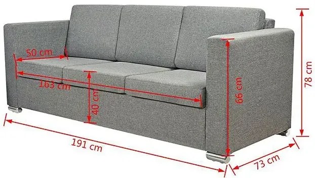Trzyosobowa jasnoszara sofa loftowa - Telva 3Q