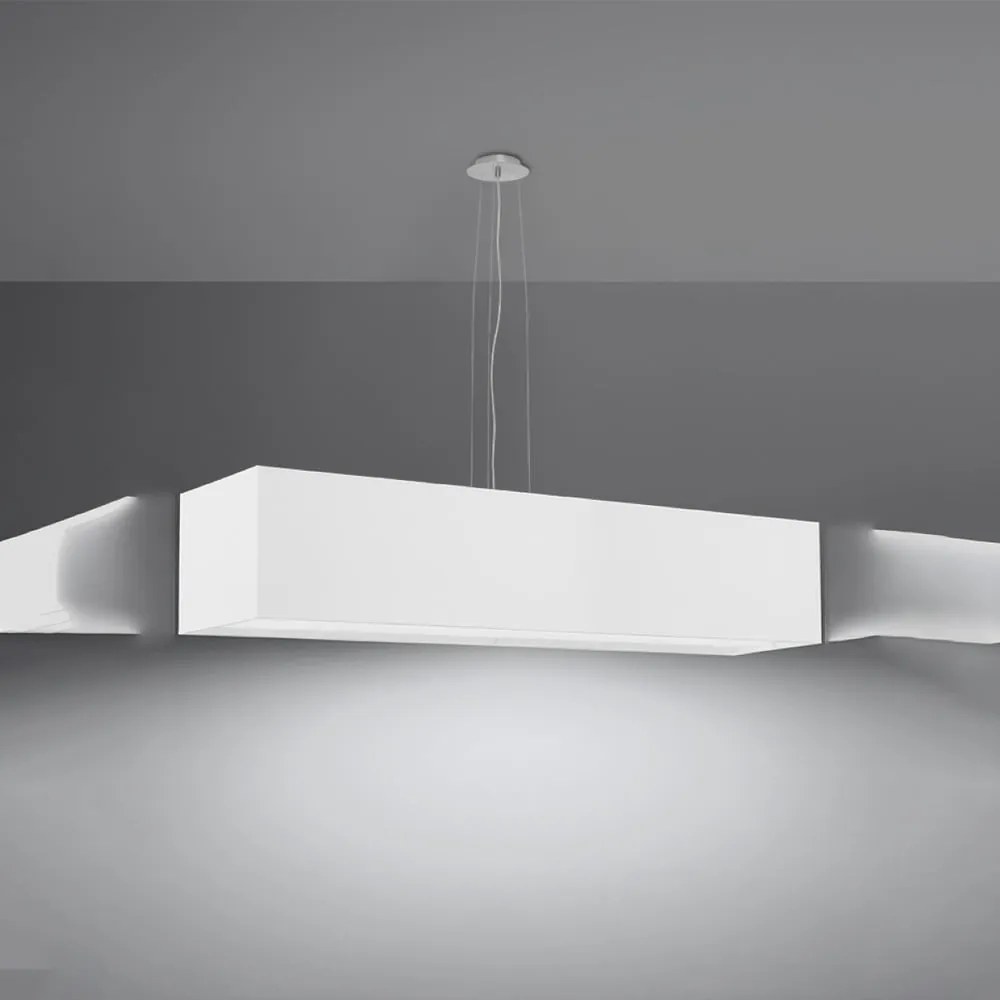 Biała lampa wisząca z tekstylno-szklanym kloszem Gryfin – Nice Lamps