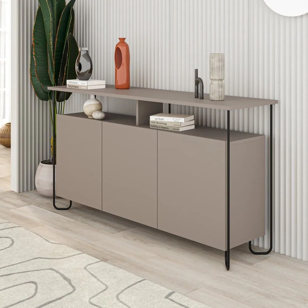 Szarobeżowa niska komoda 130x80 cm Dilly – Marckeric