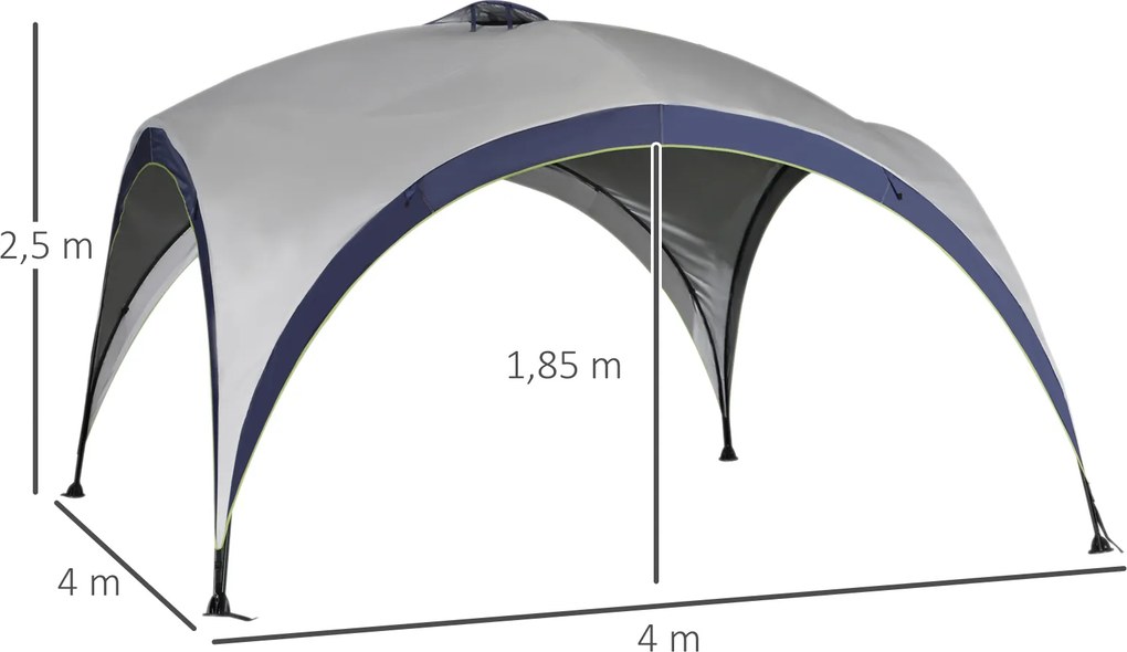 Outsunny Pawilon Imprezowy 4x4m Ochrona UV Poliester Kremowo-biały i Niebieski Stabilna Konstrukcja | Aosom PL