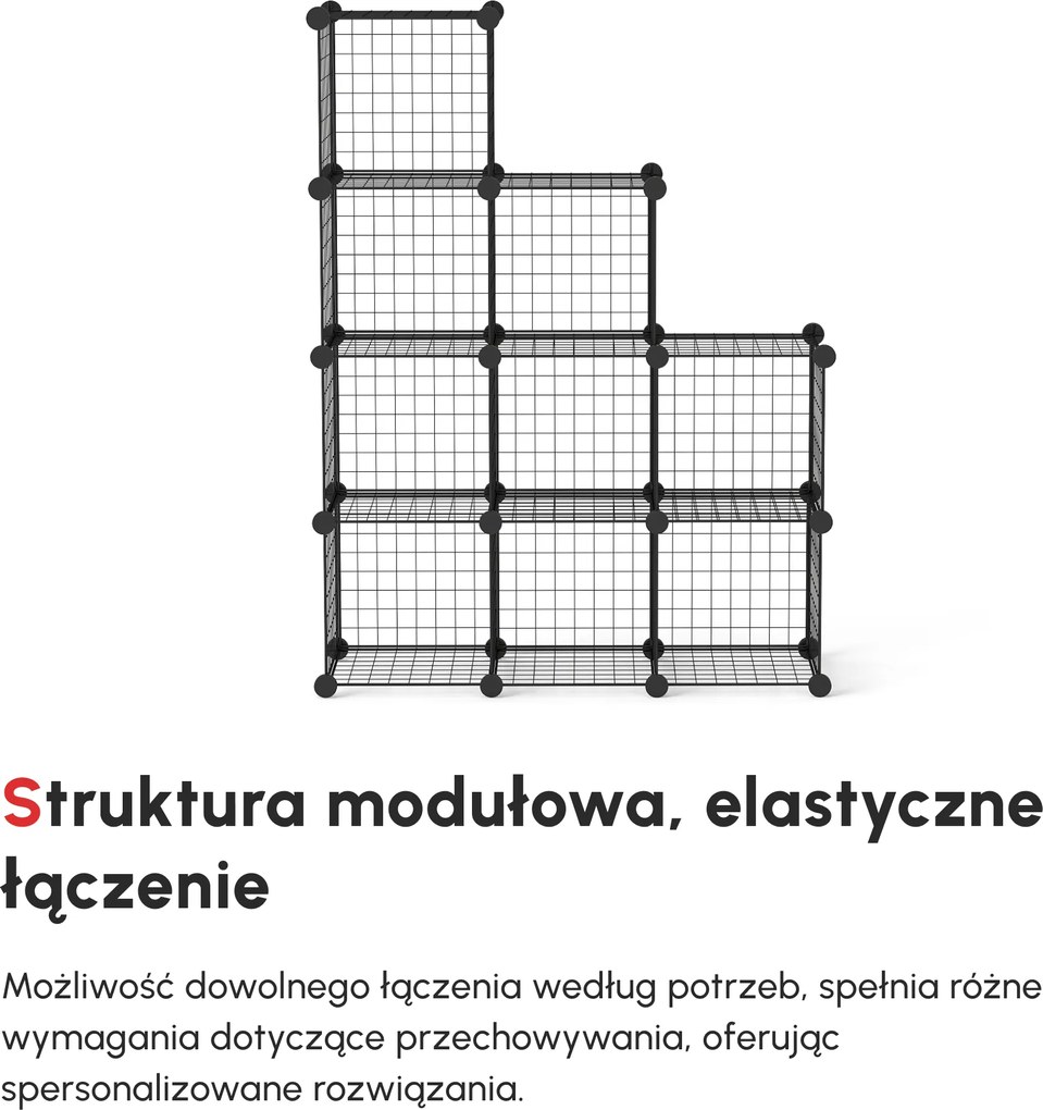 HOMCOM Półka na Buty Modułowa 9 Sześcianów Stal Czarny 35x35x35cm na Sześcian | Aosom PL