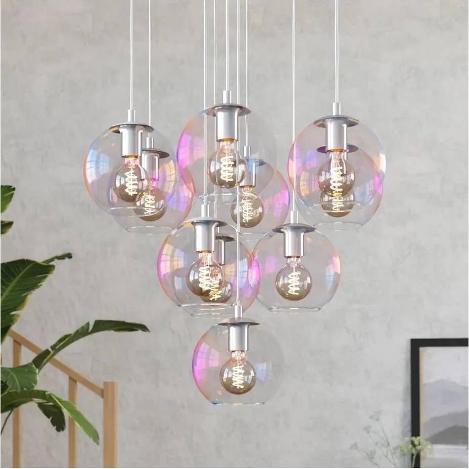 Eglo 901922 - Żyrandol ARISCANI na linkach, 10xE27/60W/230V, chrom błyszczący