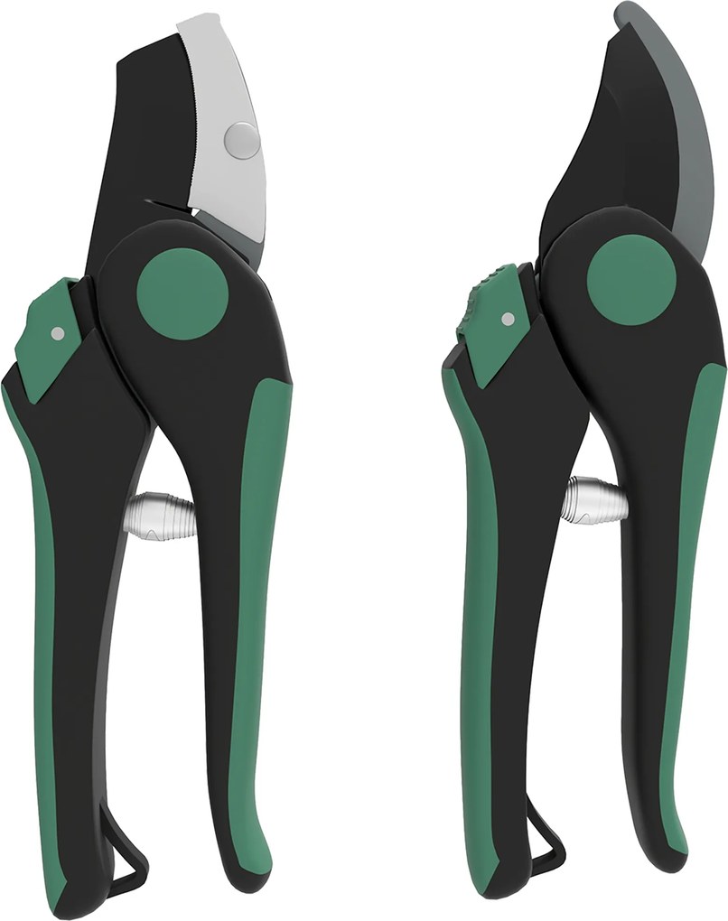 Outsunny Zestaw narzędzi ogrodowych 2 sztuki Narzędzia ogrodowe metalowe z nożycami ogrodowymi Zielony+Czarny