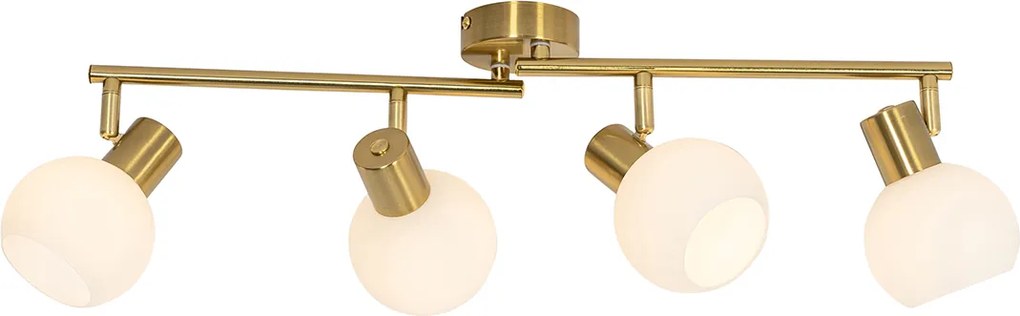 Plafon art deco złoty z opalowym szkłem 4-punktowy regulowany - Anouk
