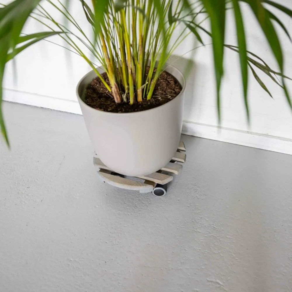 Drewniany kwietnik na kółkach ø 29 cm (wysokość 8 cm) Indoor – Esschert Design