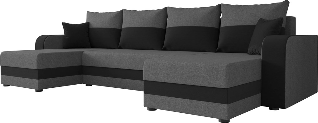 Rozkładana sofa narożna w kształcie U VALERIO 305x140 cm, ciemnoszara/antracytowa