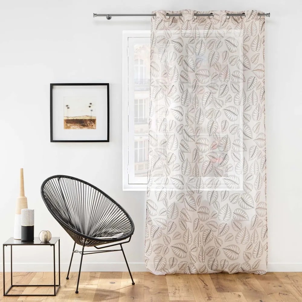 Beżowa firanka z woalu 140x280 cm Alma – douceur d'intérieur