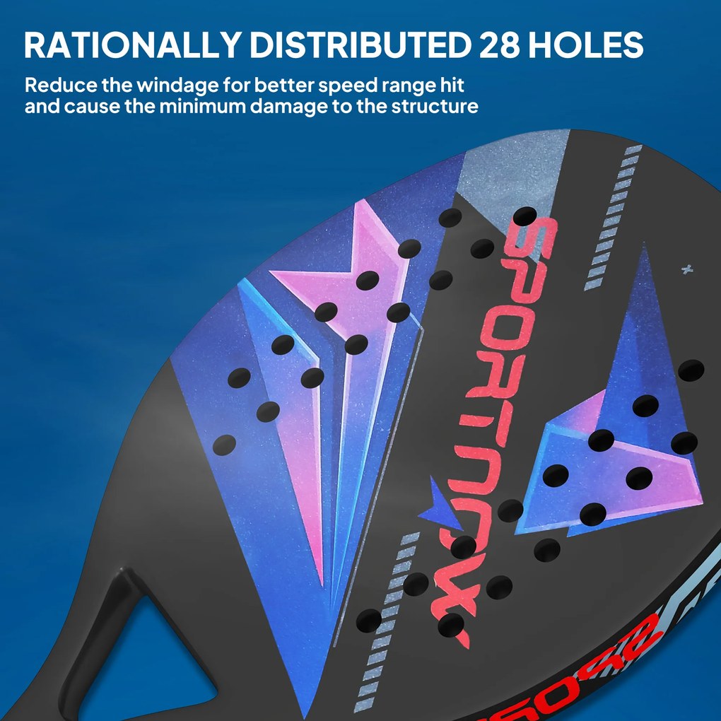 Zestaw rakietek do beach tenisa SPORTNOW, antypoślizgowy uchwyt, włókno węglowe, Czarny