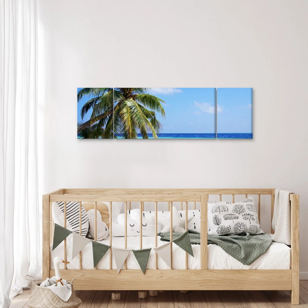 Obraz palmy na plaży (170x50 cm)
