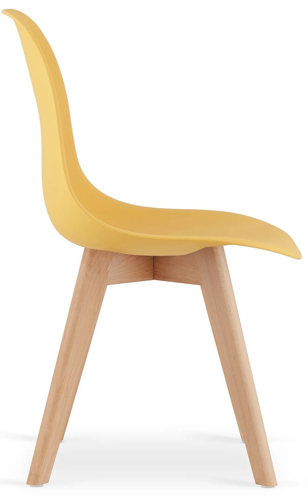 Musztardowe krzeslo KITO z bukowymi nogami
