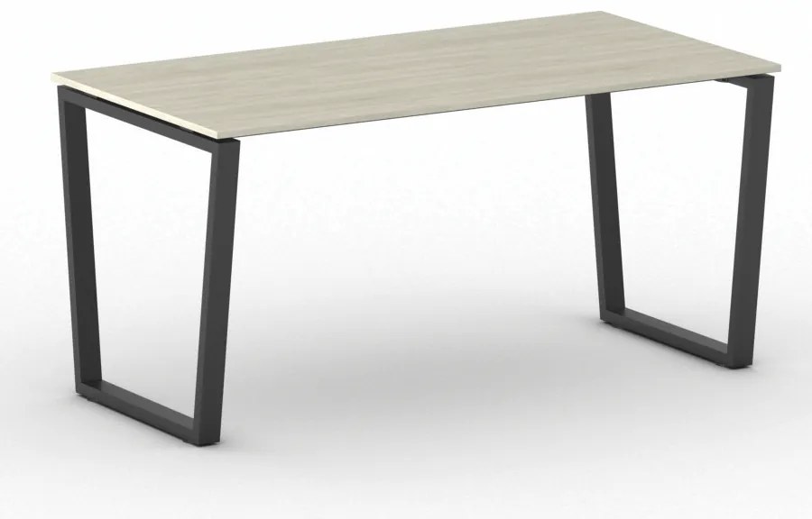 Biurko PRIMO IMPRESS, 160x80 cm, czarna podstawa, dąb naturalny