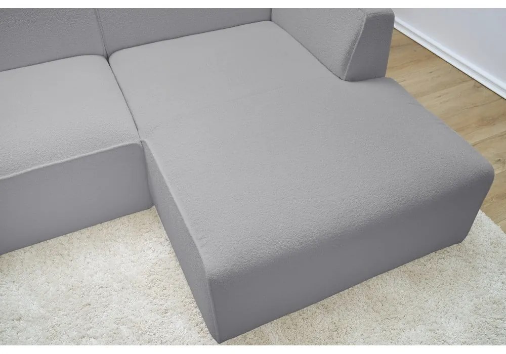 Jasnoszary narożnik modułowy z materiału bouclé (prawostronny/w kształcie litery L) Megeve – Bobochic Paris