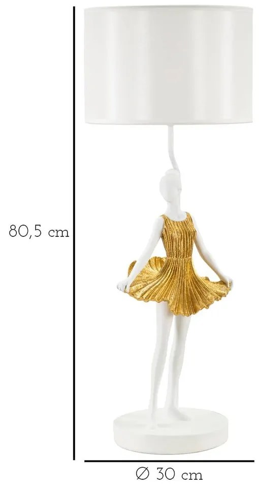 Lampa stołowa w biało-złotym kolorze z tekstylnym kloszem (wysokość 90,5 cm) Dancer – Mauro Ferretti