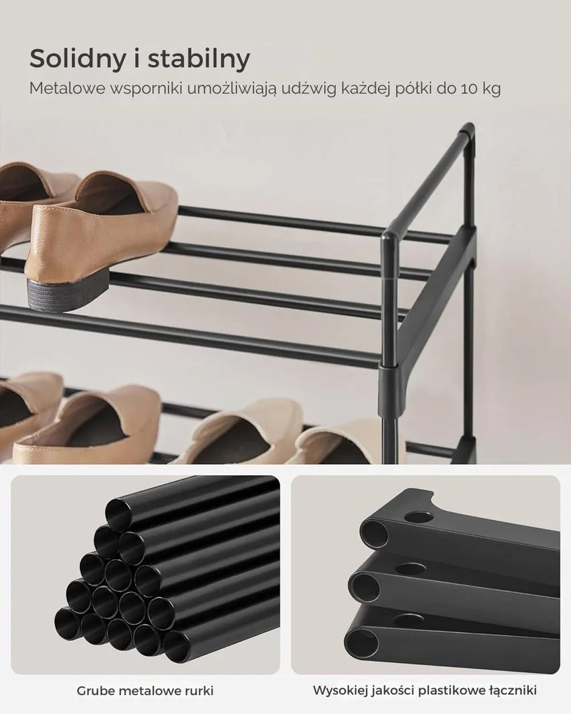 Regał na buty TORINO, 4 półki, 30x92x74cm, czarny SongmicsHome