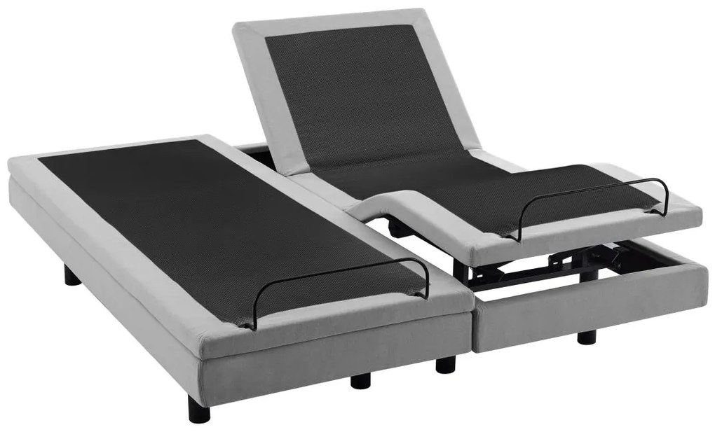 Stelaż elektryczny relaksacyjny dekoracyjny - 2 x 80 x 200 cm - Tkanina - Szary - ALPANA marki YSMÉE
