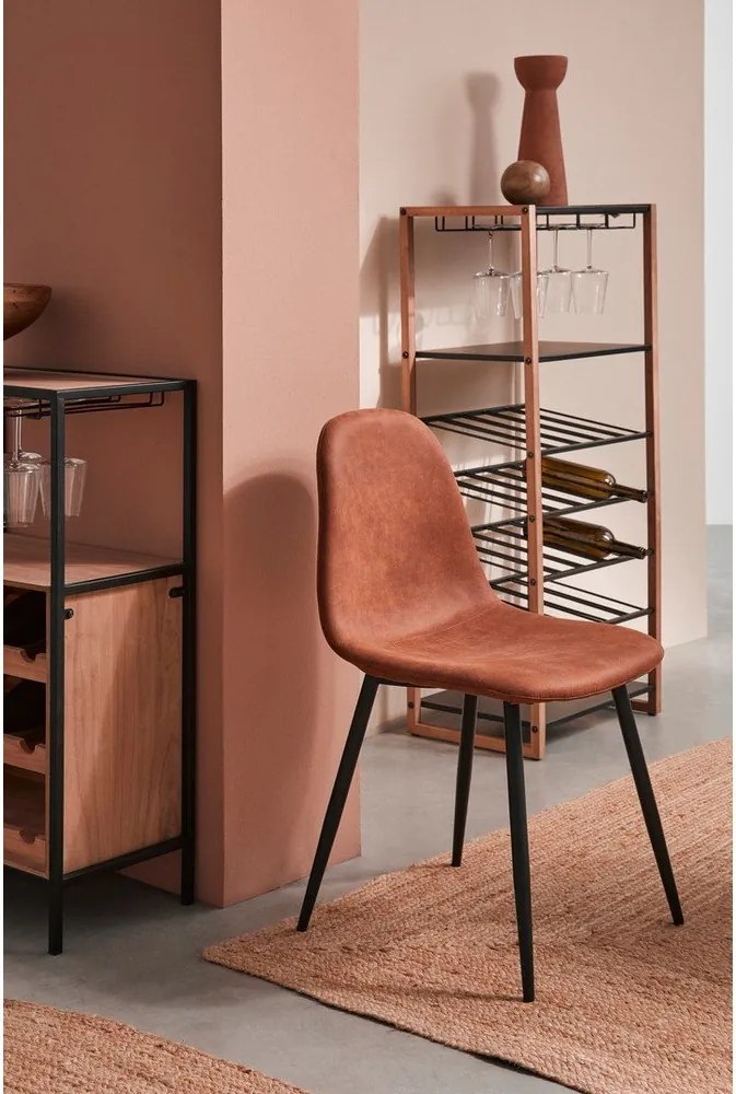 Czarna/w naturalnym kolorze metalowa szafka na wino liczba butelek 20, 50x122x35 cm Isaac – Yes Everyday