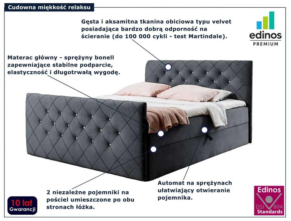Ciemnoszare tapicerowane łóżko 5 rozmiarów N2-M16