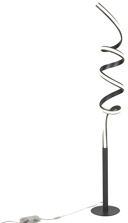 Designerska lampa podłogowa czarna w tym LED i ściemniacz - TwistedDesignerski Oswietlenie wewnetrzne