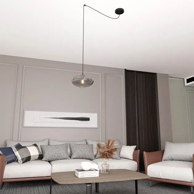 Nowoczesna lampa pająk z grafitowym kloszem - D169 C8-S67