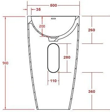 Umywalka stojąca TWZ16Odlew mineralny - Biały mat - 50 x 50 x 90 cm