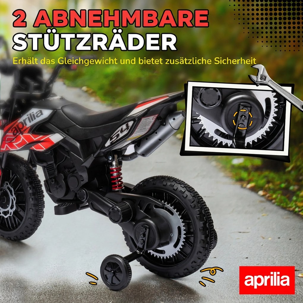 AIYAPLAY Elektryczny motocykl dziecięcy 12 V z 2 silnikami, kółka podporowe, amortyzator, koła 33,5 cm, muzyka, USB | Aosom PL