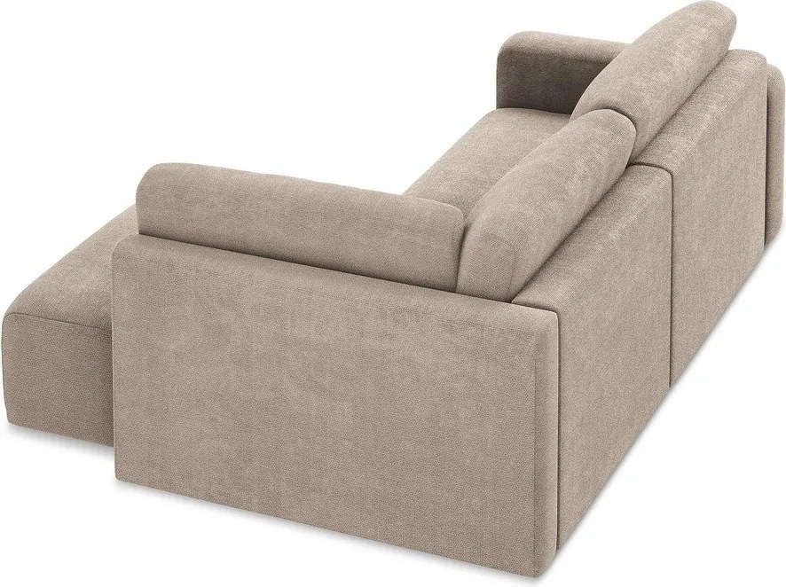 Beżowy rozkładany/ze schowkiem narożnik z tkaniny szenilowej (prawostronny/w kształcie litery L) Kona – Makamii
