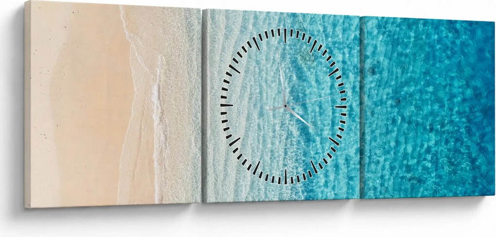 Obraz - Plaża (z zegarem) (90x30 cm)