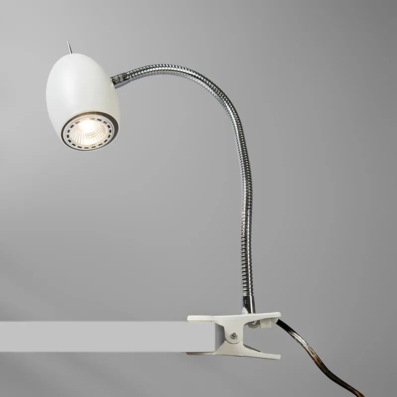 Designerski klosz reflektor biały z elastycznym ramieniem - Egg Nowoczesny Oswietlenie wewnetrzne