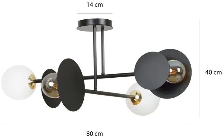 Czarna lampa sufitowa do sypialni - D008-Hordon