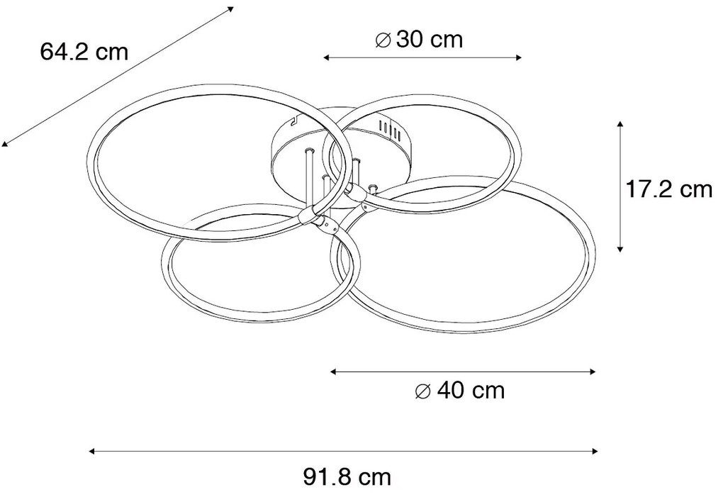 Lampa sufitowa czarna w komplecie z LED 3-stopniowo ściemnialna 4-punktowa - Joaniqa Nowoczesny Oswietlenie wewnetrzne