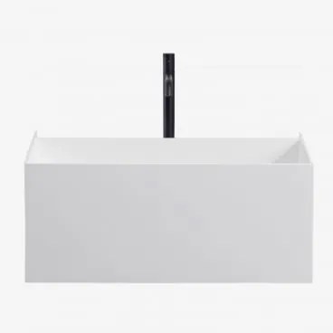 Zestaw Wiszących Mebli Łazienkowych Z Żywicy Zintegrowany Z Umywalką I Oświetleniem Led Nerine Biała - Sklum