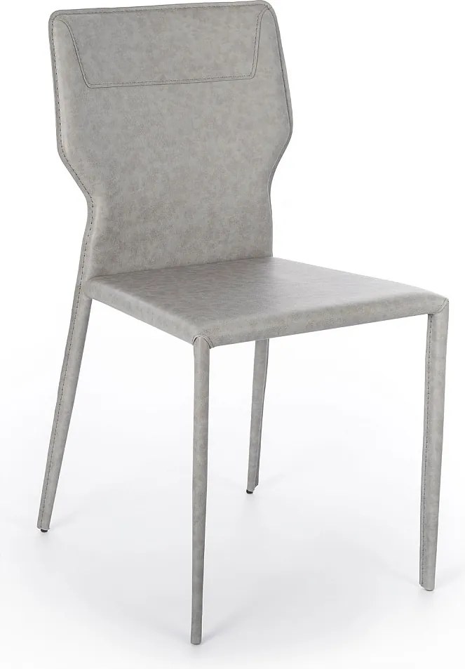 Zestaw 2 nowoczesnych krzeseł "Quito" ze skóry ekologicznej w kolorze jasnoszarym z metalowymi nogami, 44x56 cm, 86,5 h