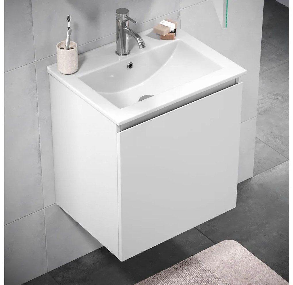Szafka łazienkowa KENWOOD 51 cm z umywalką, biała