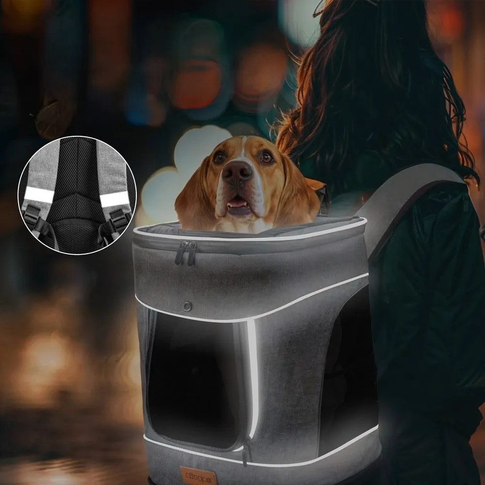 Plecak na psy i koty JOY, 31x30x41cm, szara Cadoca