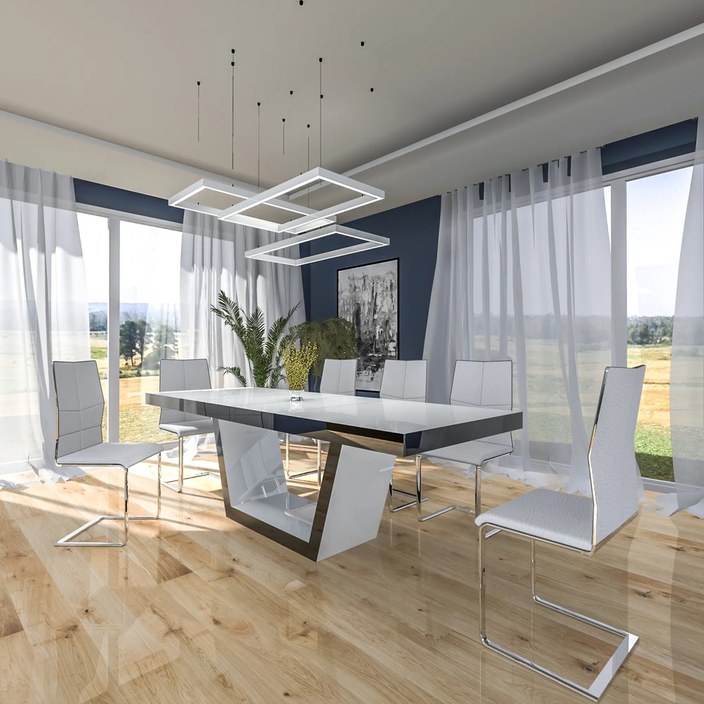 Nowoczesny stół do jadalni w połysku Senator biały / czarny