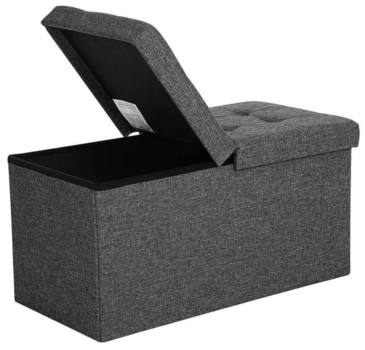 Taboretka z miejscem do przechowywania OTO, 76x38x38cm, antracyt SongmicsHome