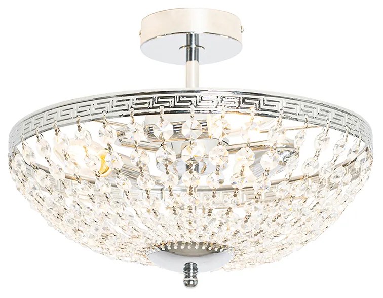 Klasyczna lampa sufitowa stalowa z kryształem 3-światłowa - Mondrian klasyczny/Antyczny Oswietlenie wewnetrzne