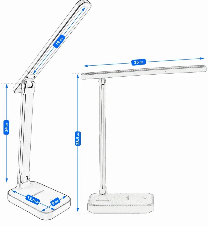 Biała lampka na biurko z uchwytem na telefon LED - M003-Lono