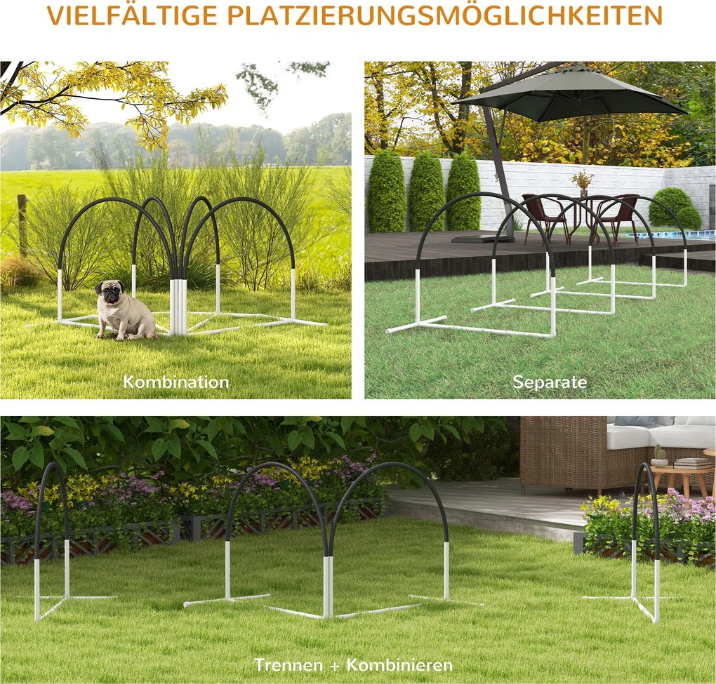 PawHut Zestaw agility dla psów Zestaw treningowy dla psów, 4 elementy, 89 x 69 x 99 cm, Biały+Czarny