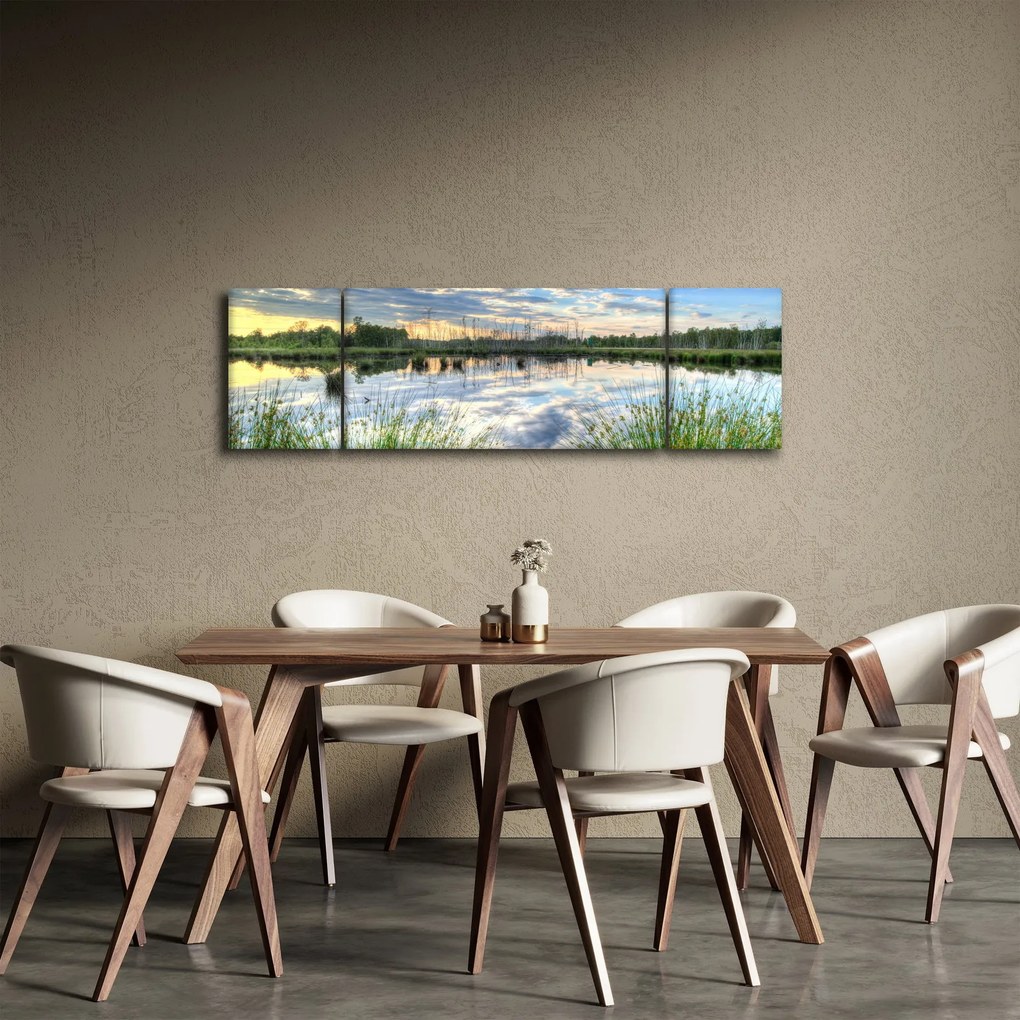 Obraz jeziora z trzcinami (170x50 cm)