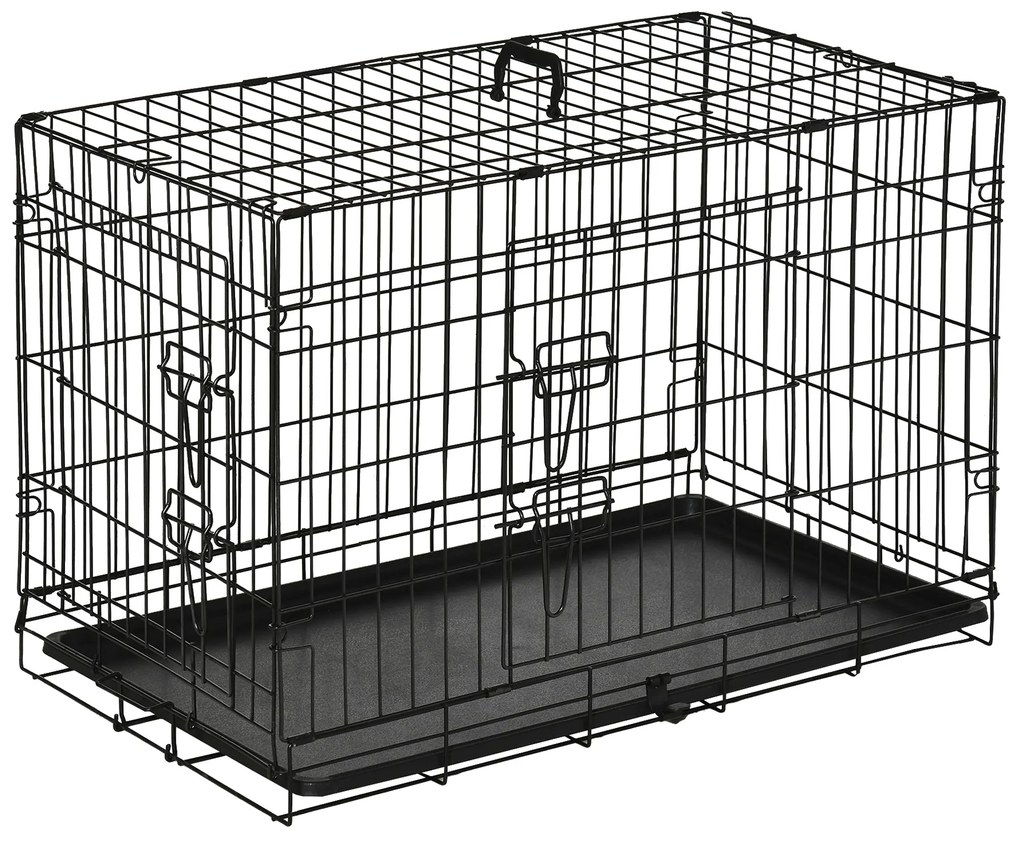 PawHut Klatka Transportowa dla Psa Rozmiar M Bezpieczny Transport Czarna Wytrzymała 76x46x52cm | Aosom PL