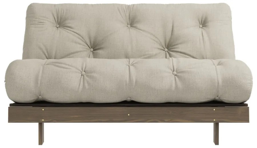 Szarobeżowa lniana rozkładana sofa 140 cm Roots Carob – Karup Design