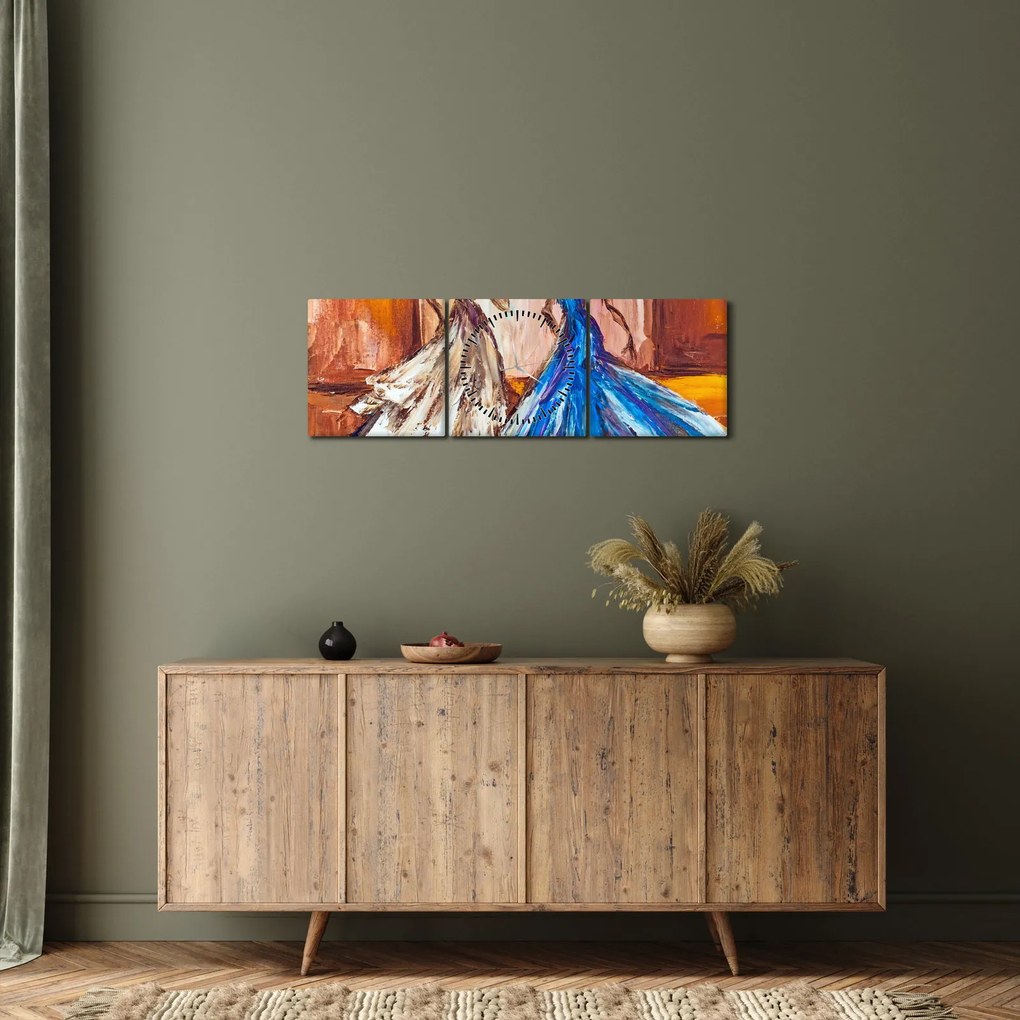 Obraz - tancerz, obraz olejny (z zegarem) (90x30 cm)