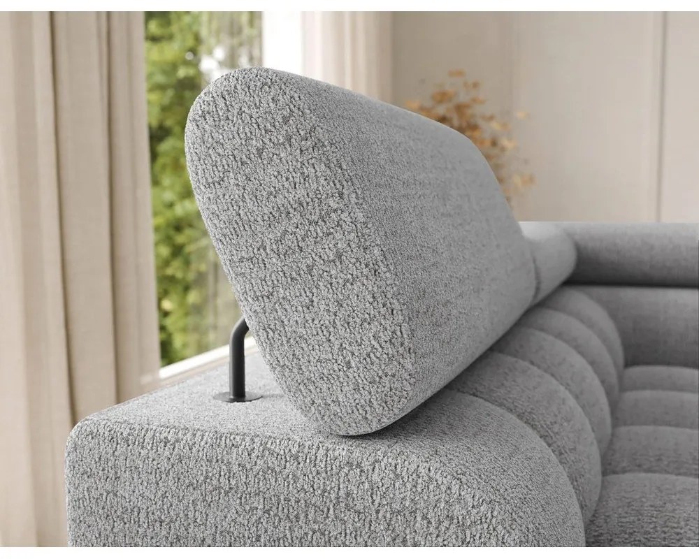 Szary rozkładany narożnik z materiału bouclé (lewostronny/w kształcie litery U) Feraria – ELTAP