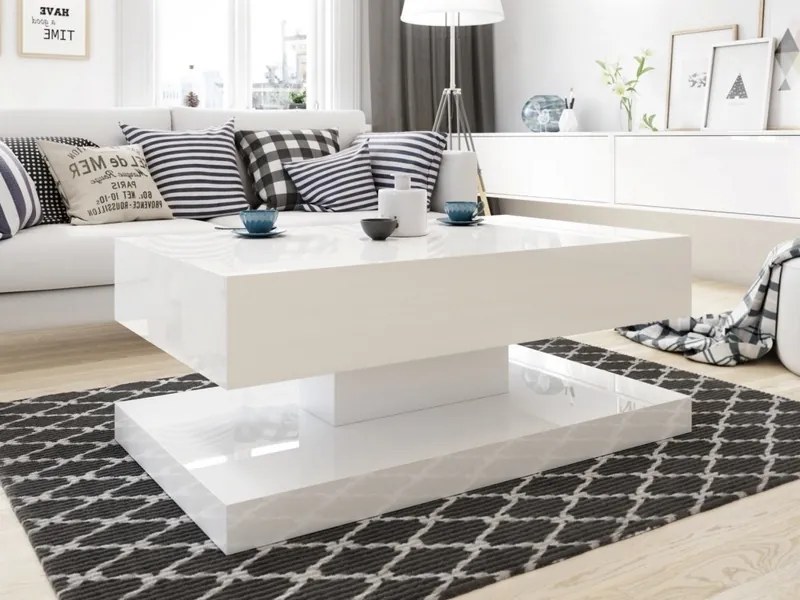 Stolik w wysokim połysku Gemin 100x60 biały