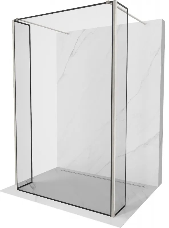 Mexen Kioto ścianka prysznicowa wolnostojąca 100 x 30 x 30 cm, czarny wzór, nikiel szczotkowany - 800-100-030-222-97-70-030